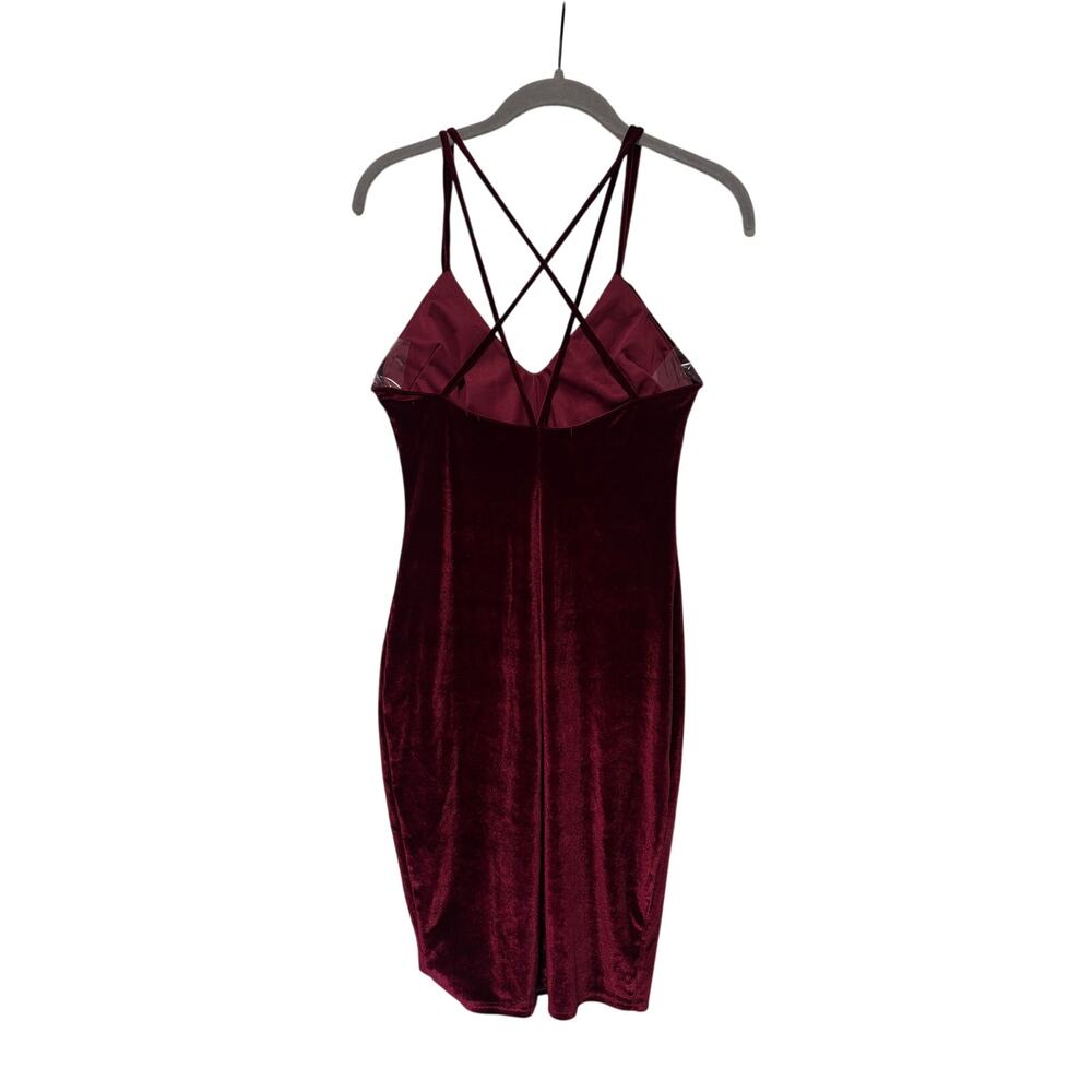Burgundy Velvet Strappy Midi Dress - Picture 9 of 10